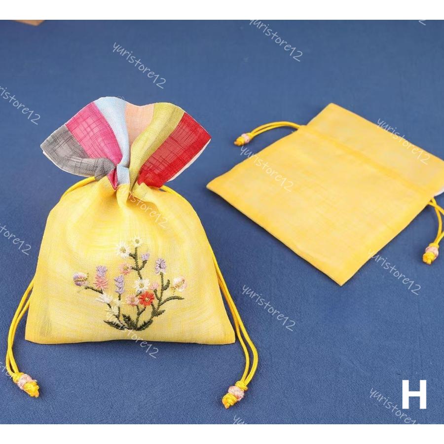 韓国 布製 巾着 ポジャギ パッチワーク 刺繍 伝統 民芸品 おみやげ プレゼント 小物入れ