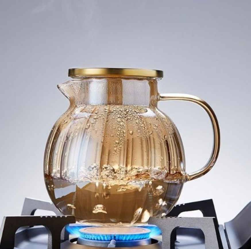 ティーポット 急須 ハーフティー 耐熱ガラス カボチャ ティーフォーツー 蓋付き ガラスポット 直火対応 紅茶 フルーツティー リーフティー 花茶 工芸茶