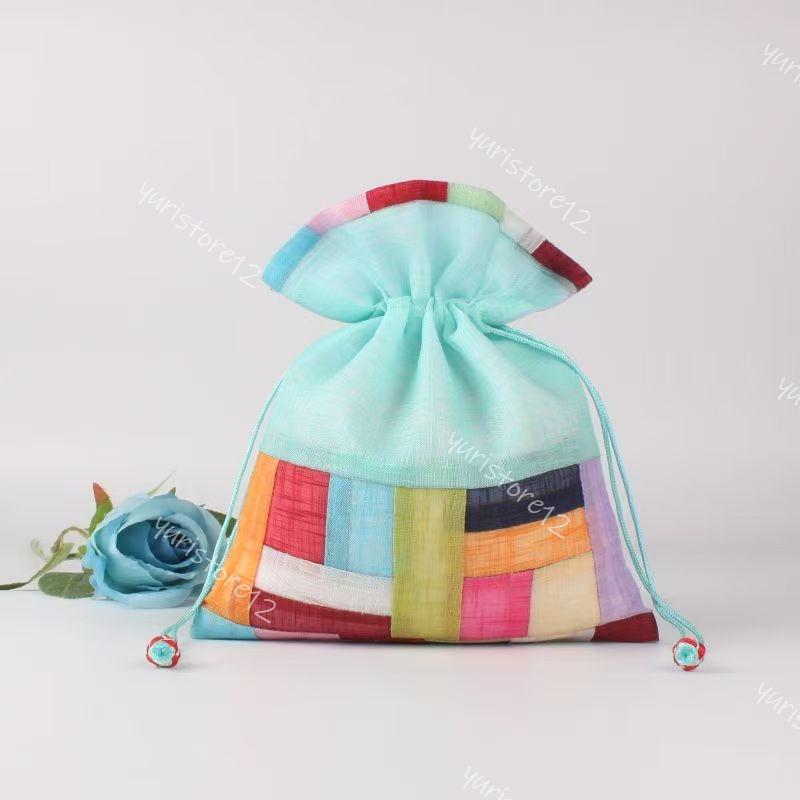 韓国 布製 巾着 ポジャギ パッチワーク 刺繍 伝統 民芸品 おみやげ プレゼント 小物入れ