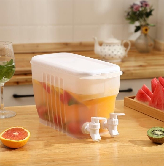 2蛇口付き 冷水筒 横置き 蛇口付き 大容量 3.5-4L 耐熱 耐冷 保温 保冷 冷蔵庫 ポット 冷水ポット ピッチャー 冷水ポット 麦茶ポット 飲料水 冷蔵庫に入れる