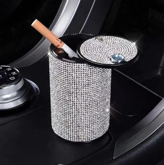 車用 灰皿 ふた付き灰皿 キラキラ 消臭 車内タバコ 大容量 かわいい ドリンクホルダー